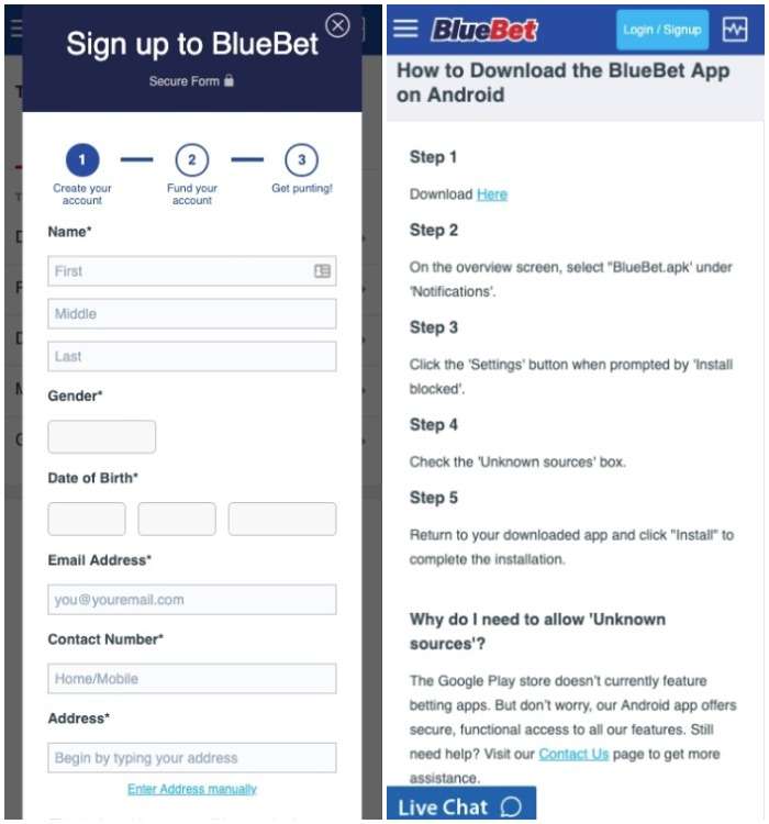 download bluebet app