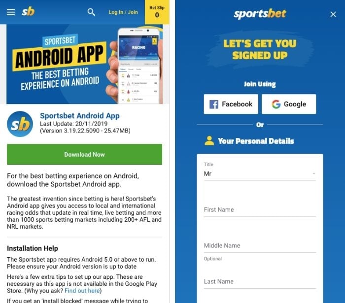 Download sports bet android apk