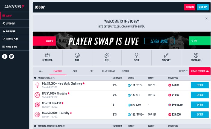 draftstars lobby