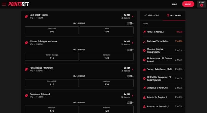 Pointsbet cash out option