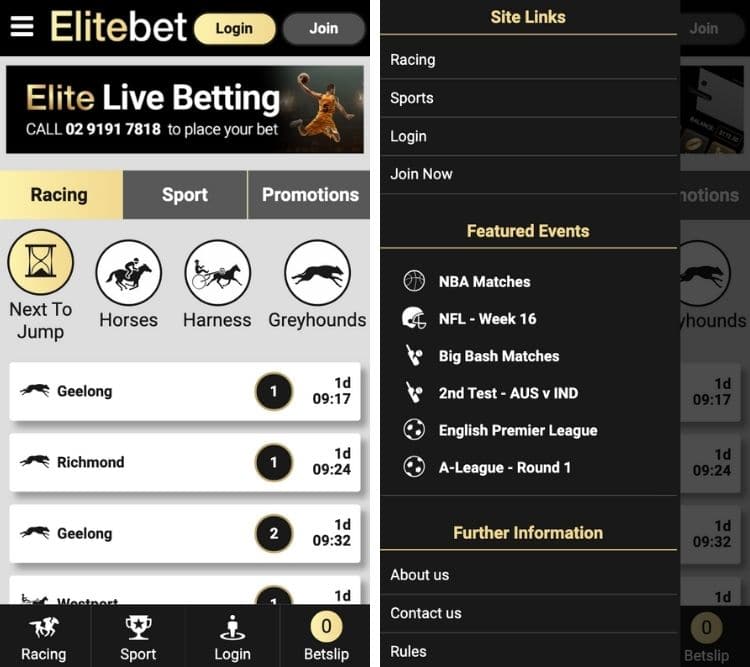 elitebet app homepage