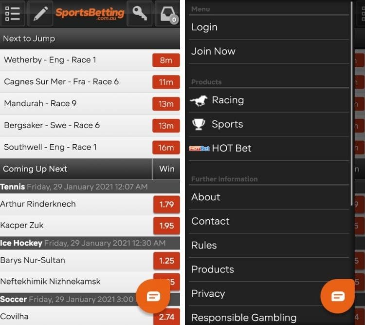 sportsbetting app home page