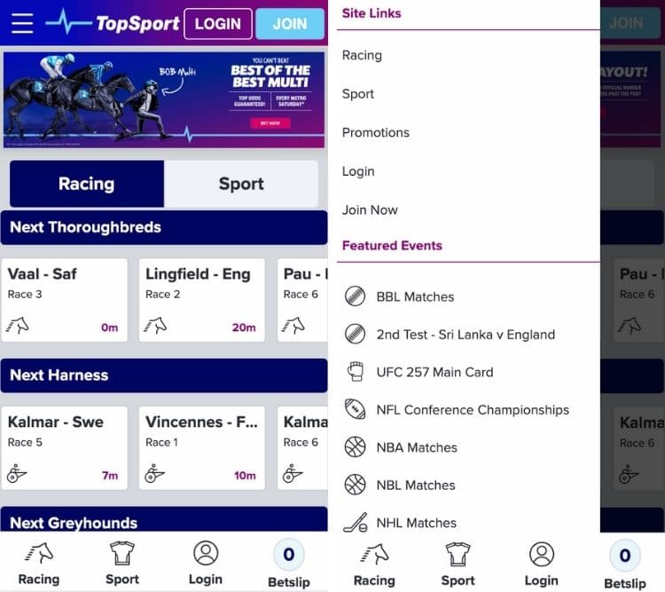 topsport app home page