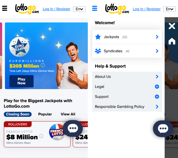 lottogo app home page