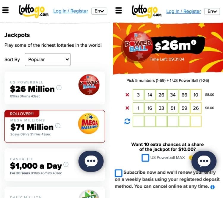 lottogo app lotteries