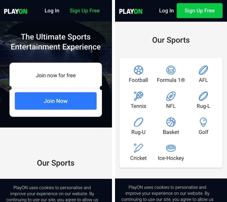 the playon app home page