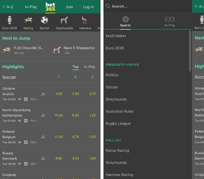 bet365 app home page