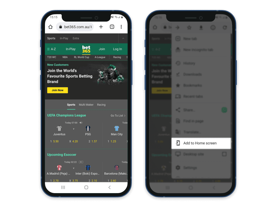 mobile screenshots betting apps