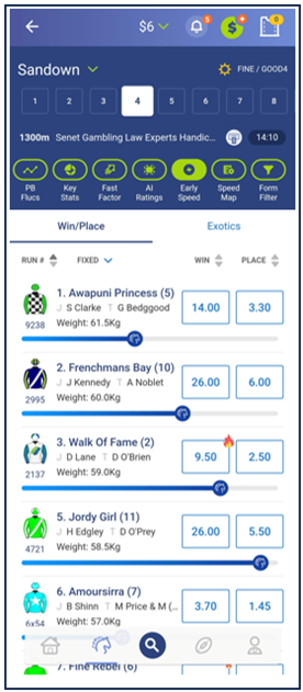 Palmerbet early speed stats